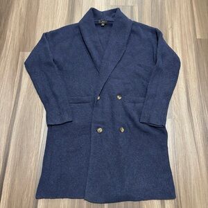 J Crew Double Breasted Cardigan Coat Women’s Medium Navy Blue Wool Alpaca Blend